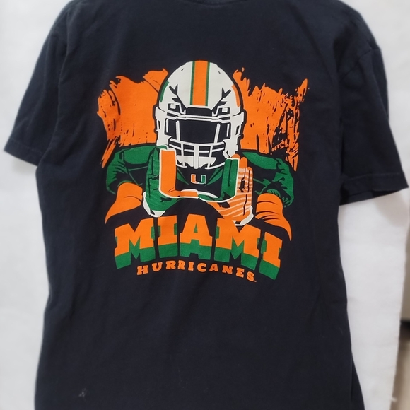 unsure Tops - Miami Hurricanes Black t Shirt, Canes "U" On Front,Canes Graffics On Back